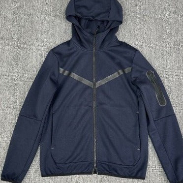 Sporty fleece jacket for men with adjustable hood and functional zip pockets Lune London
