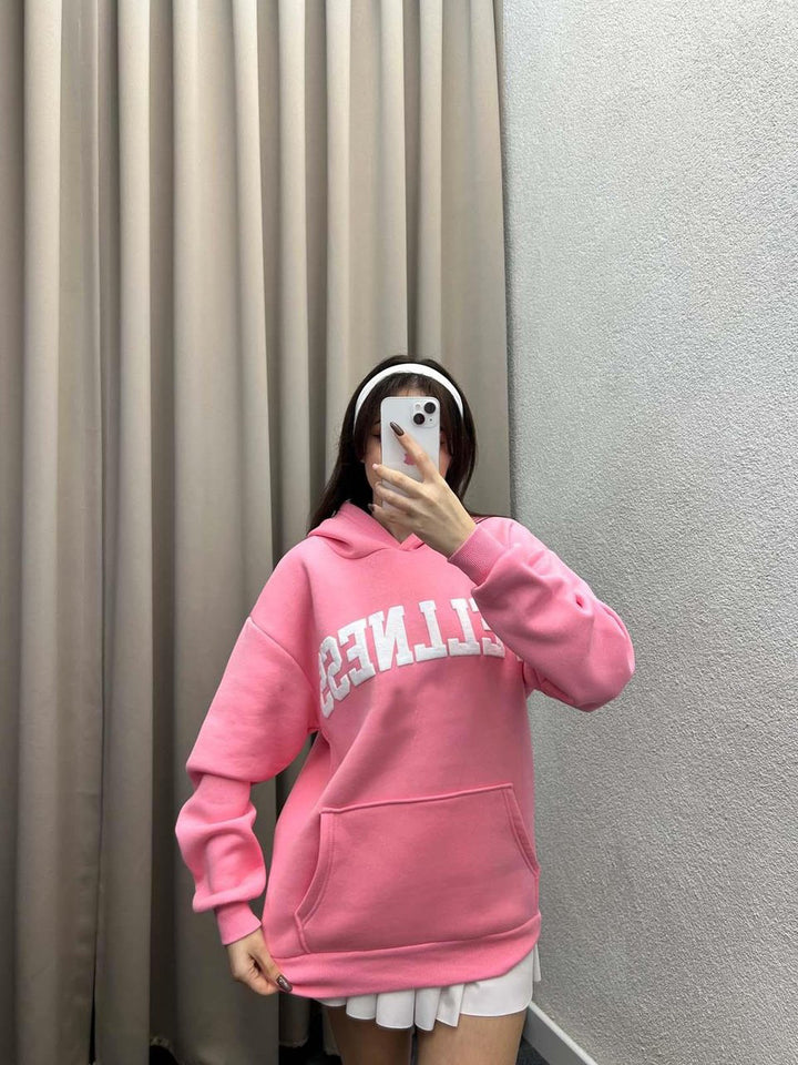 Ladies Hoodie with large logo and kangaroo pocket Lune London