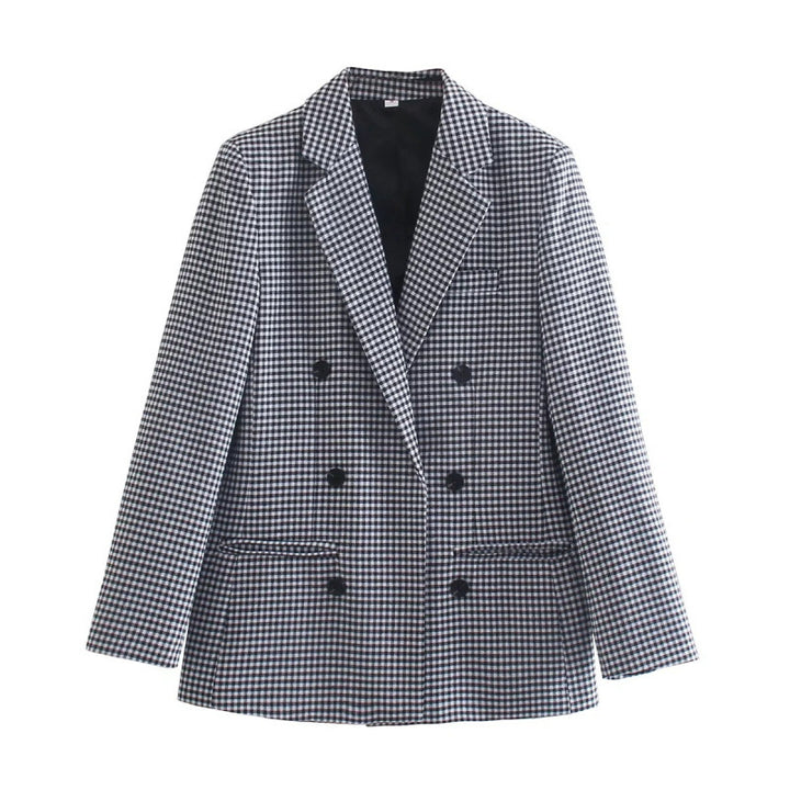 Plaid blazer jacket for women with double-breasted closure and ideal fit Lune London
