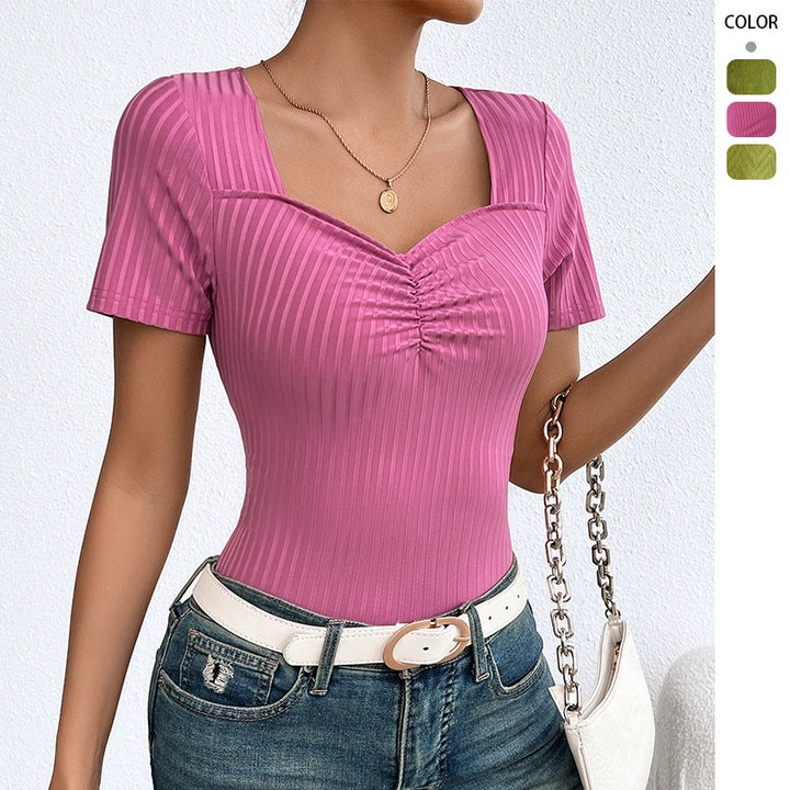 Chic & Stil women's stylish ribbed tops with V-neck and flattering fit