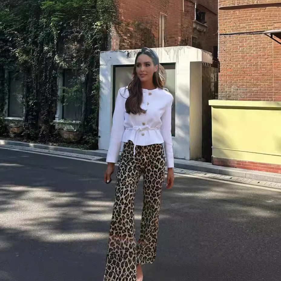 Lune London Women's Fabric Animal Print Pants