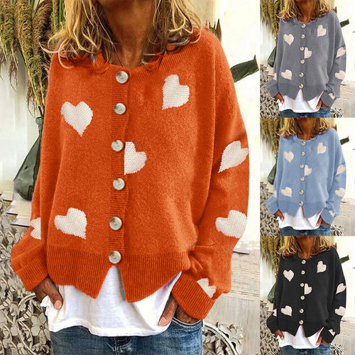 Knit jacket for women with heart pattern and trendy cut Lune London