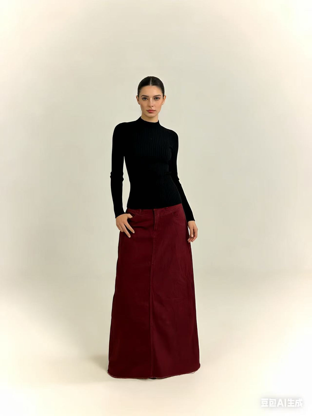 Ladies maxi skirt in modern cut with fringed details Lune London