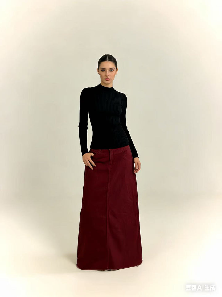 Ladies maxi skirt in modern cut with fringed details Lune London