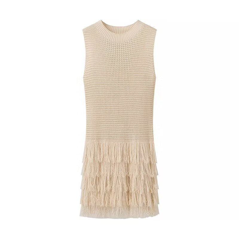 Knit dress for women with fringes and luxurious design Lune London