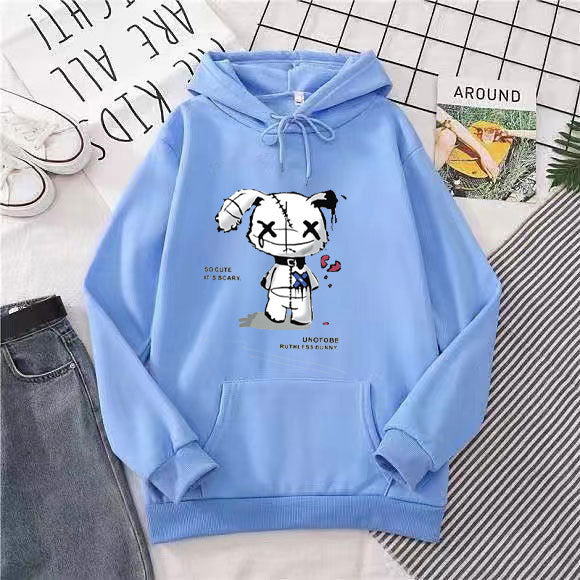 Ladies hooded sweatshirt with unique cartoon design and cozy inner lining Chic & Stil
