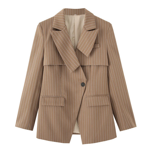 Striped blazer jacket for women with elegant collar and practical pockets Lune London