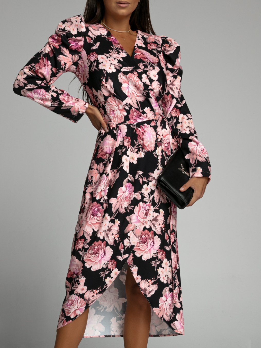Floral print wrap dress for women with an elegant slit detail Lune London