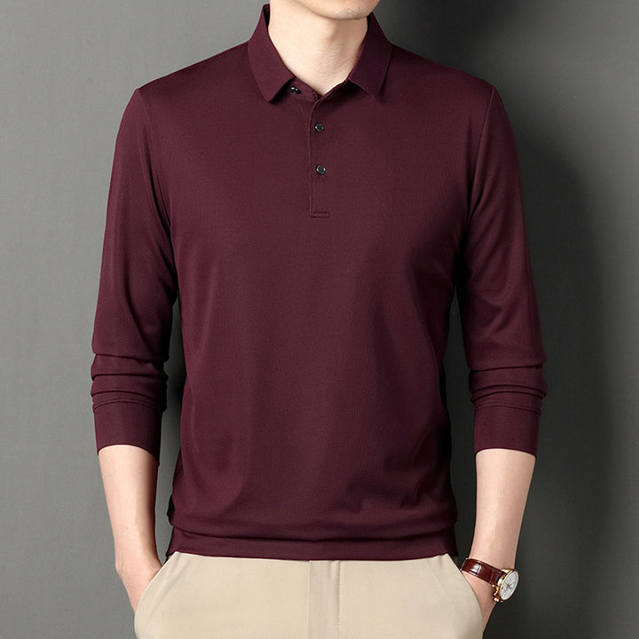 Modern long sleeve polo shirt for men in breathable functional material Lune London