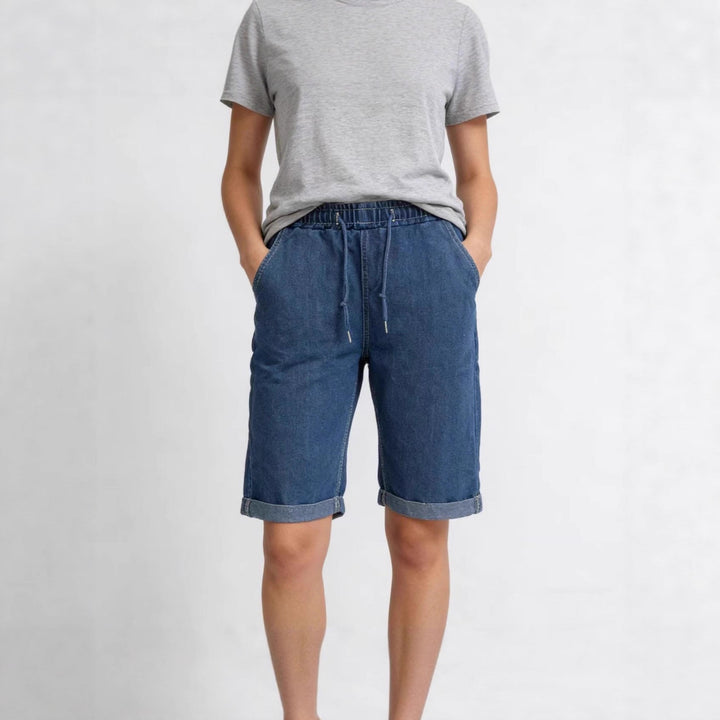 Women's denim shorts with elastic waistband and practical pockets Lune London