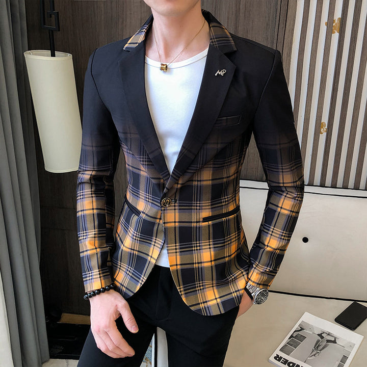 Elegant checked blazer for men with modern cut and refined details Lune London