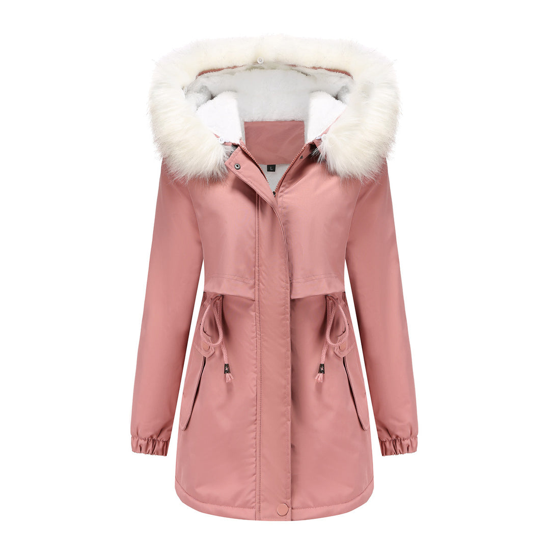 Fashionable winter coat for women with removable fur collar Lune London