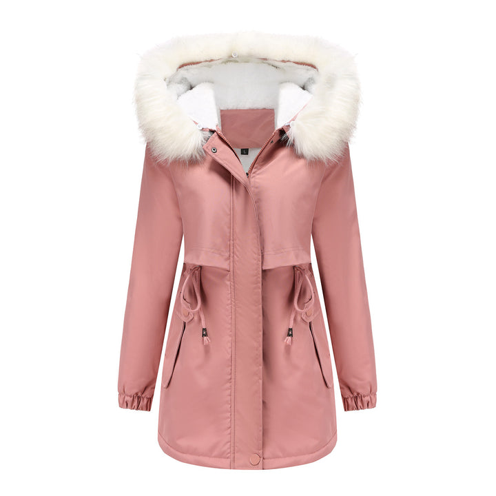 Fashionable winter coat for women with removable fur collar Lune London