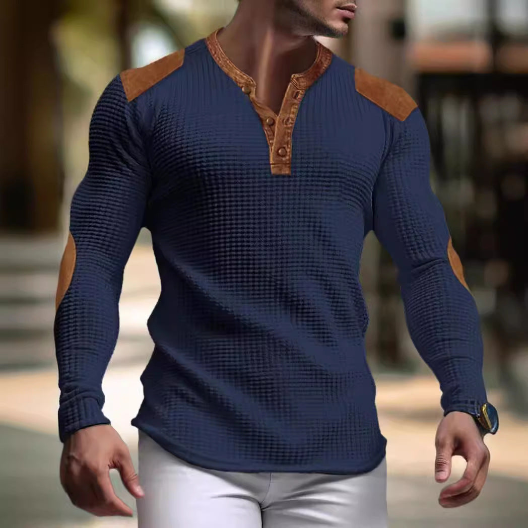 Structured long-sleeve shirt for men with trendy leather applications Lune London