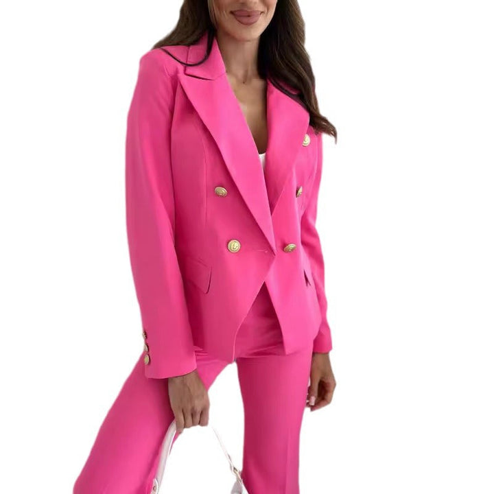Women's Elegant Blazer Suit with Golden Button Details Lune London