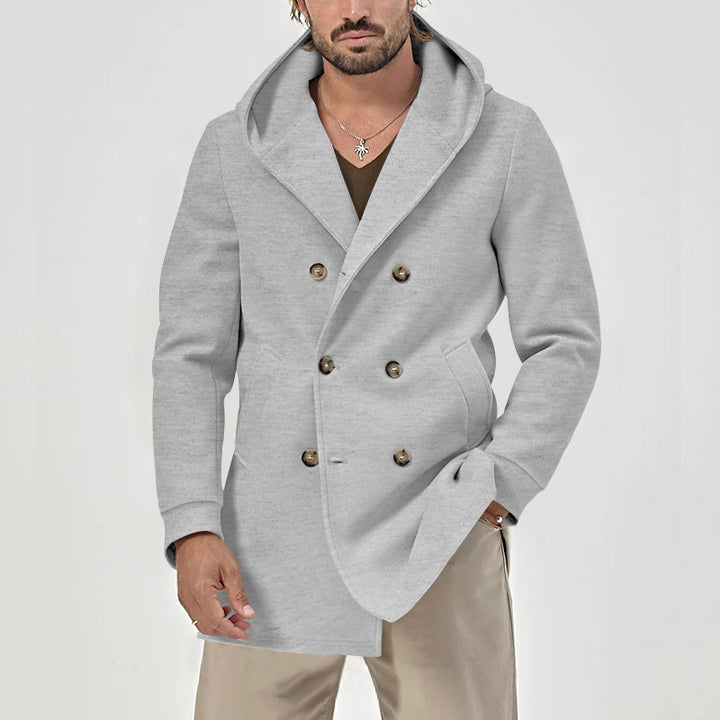 Men's double talent hooded coat with stylish button placket Lune London