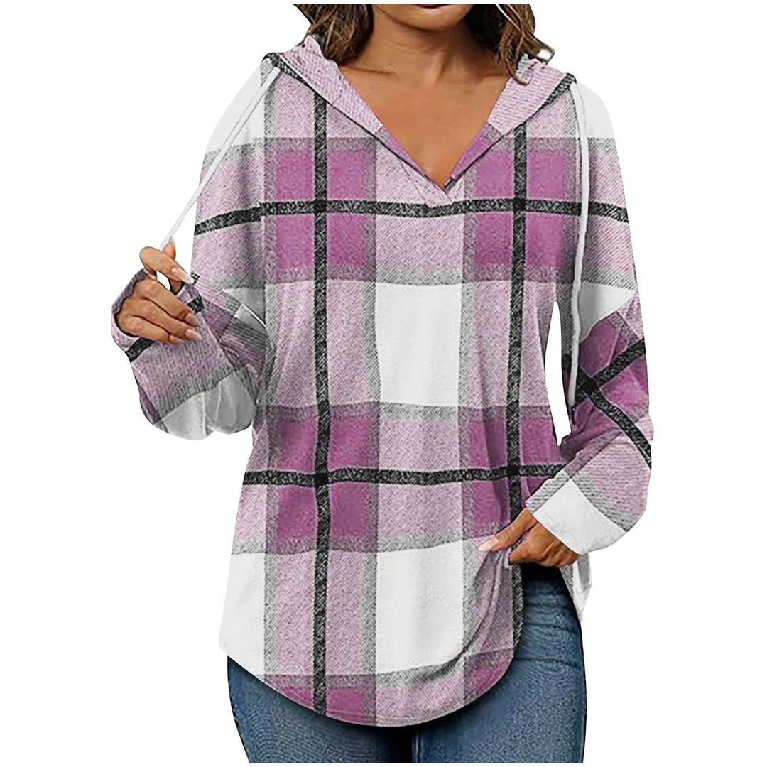 Women’s hoodie with checkered design and V-neck Lune London