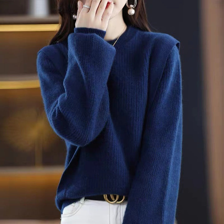 Pull tricoté décontracté pour femmes avec un motif côtelé moderne et des manches larges Chic & Stil