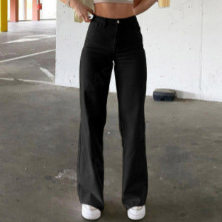 Women wide high-waist jeans in a casual cut with elegant tailoring Lune London