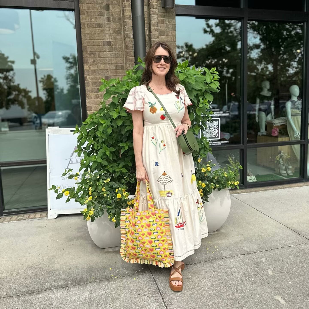 Summer dress for women with a colorful embroidered design and a relaxed fit Lune London