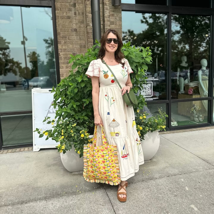 Summer dress for women with a colorful embroidered design and a relaxed fit Lune London