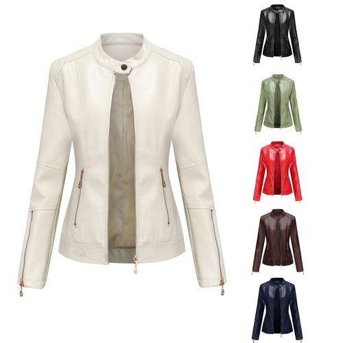 Trendy faux leather jacket for women with minimalist accents Lune London