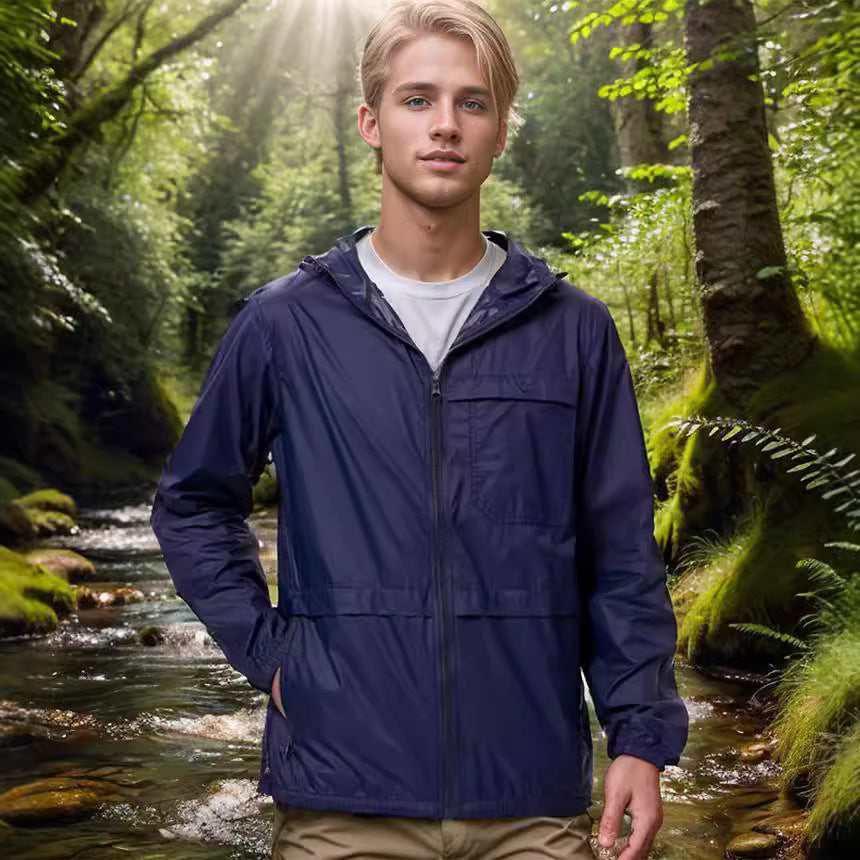 Lightweight outdoor jacket for men with adjustable hood and functional pockets Lune London