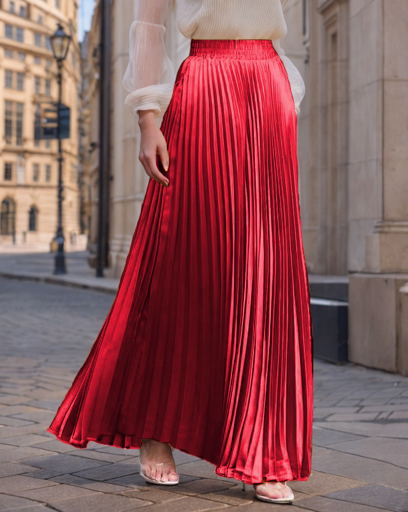 Pleated maxi skirt for women with elastic waist and flowy cut Lune London