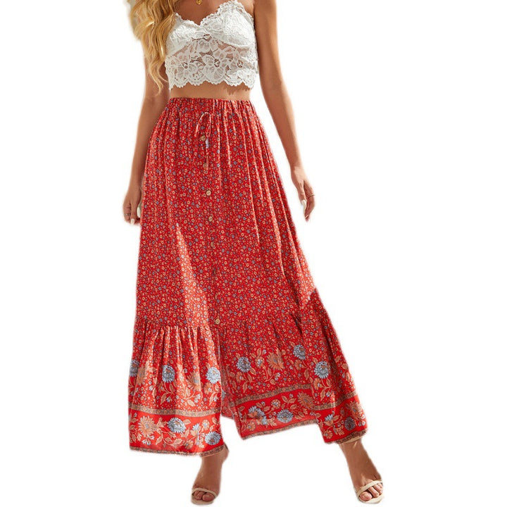 Lune London floral patterned bohemian maxi skirt