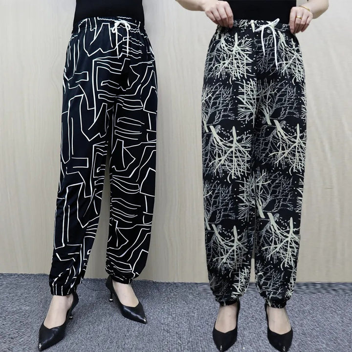 Women's Comfortable Leisure Pants with Paris Design and Elastic Waistband Chic & Stil