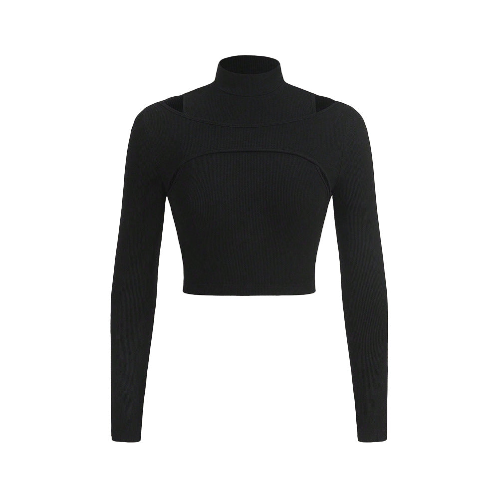 Short top for women with a high collar design and a sophisticated cut Chic & Stil