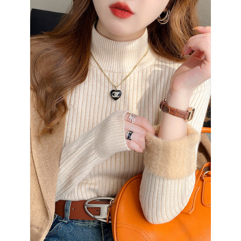 Pull femme avec col roulé et ourlet moelleux luxueux Chic & Stil