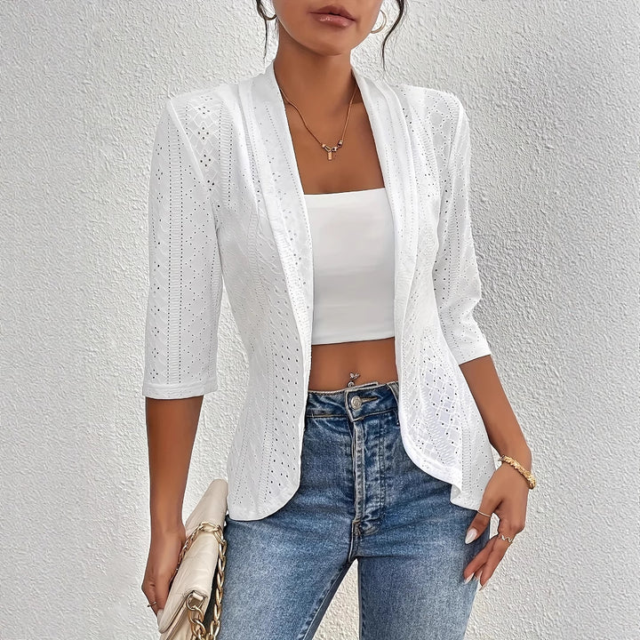 Elegant blazer jacket for women with perforated design and fitted cut Lune London