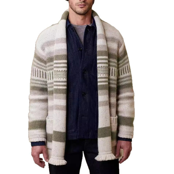Men's knit jacket with modern pattern and practical pockets Lune London