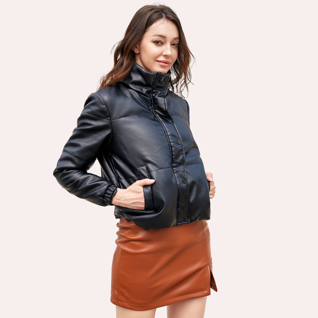 Cozy faux leather jacket for women with a sophisticated quilted design Lune London