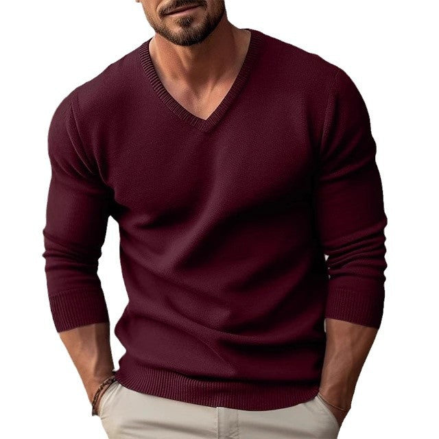Men's V-Neck Fine Knit Sweater Lune London