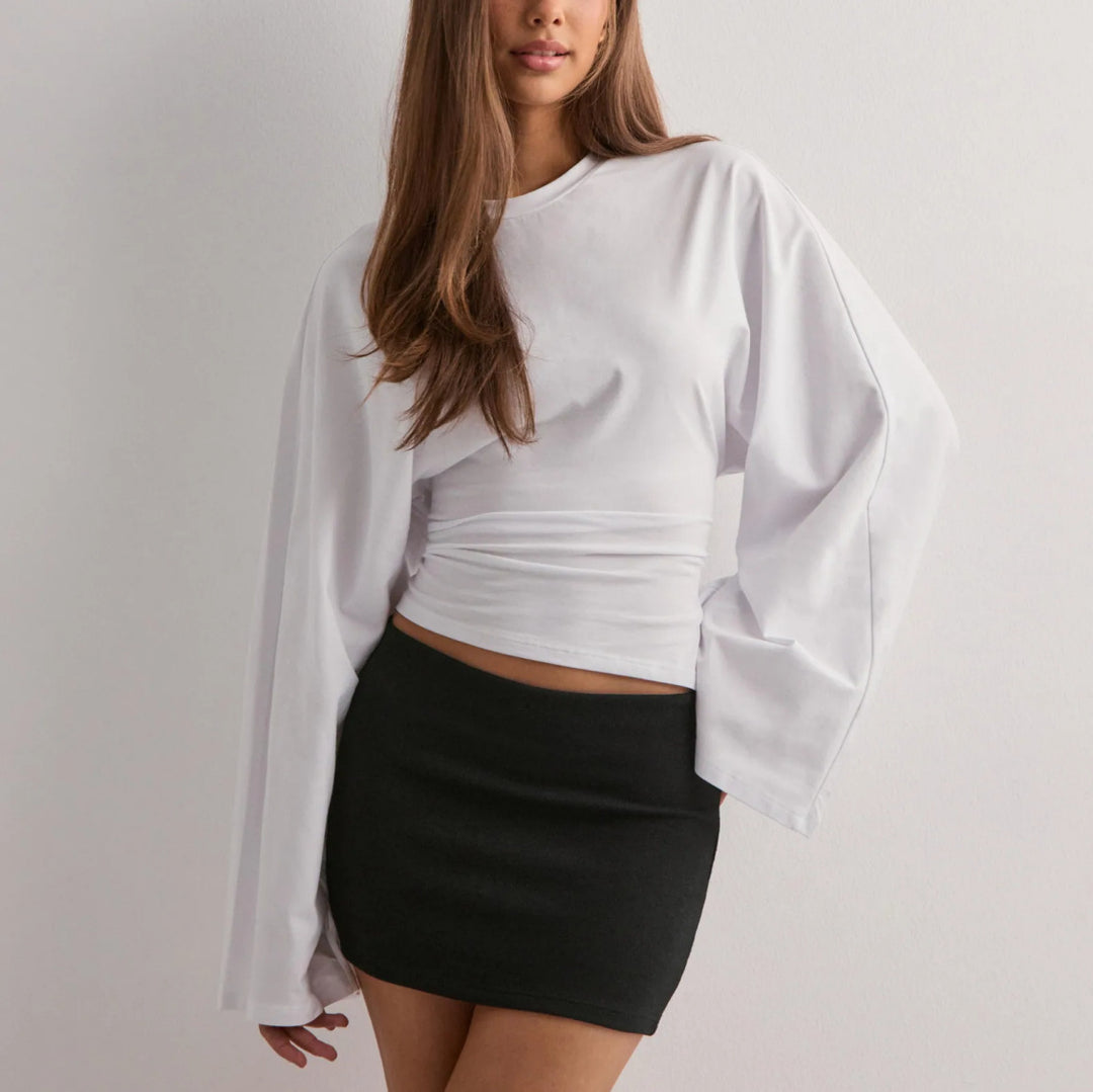 Chemise à manches longues cropped pour femme avec manches évasées larges Chic & Stil