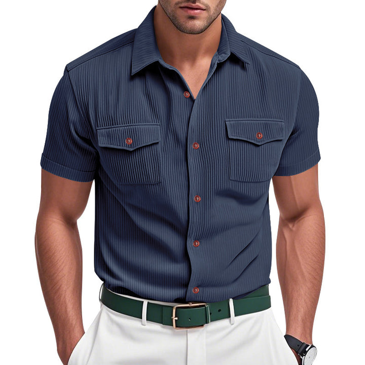 Short striped shirt for men with two practical chest pockets Lune London