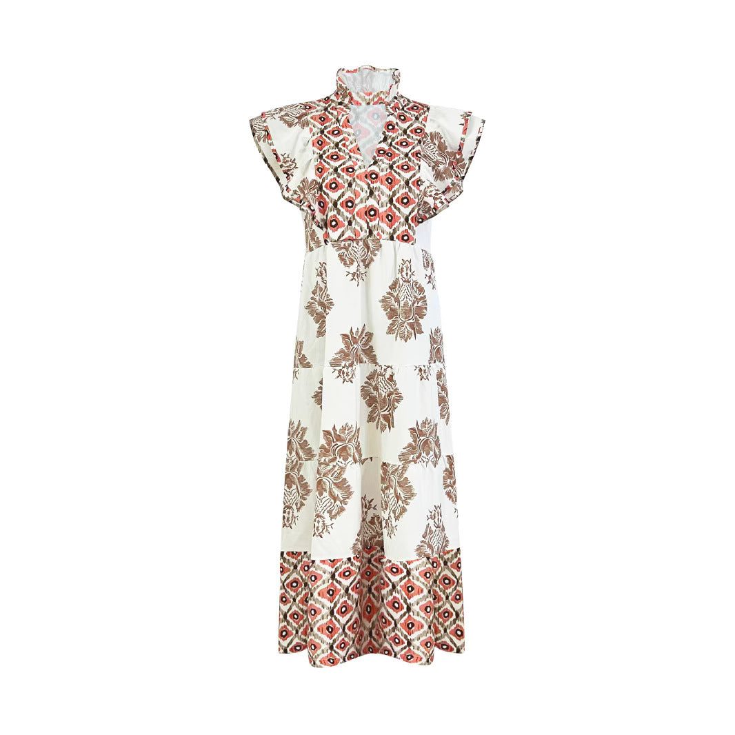 Casual blouse dress for women with floral pattern and modern V-neck Lune London