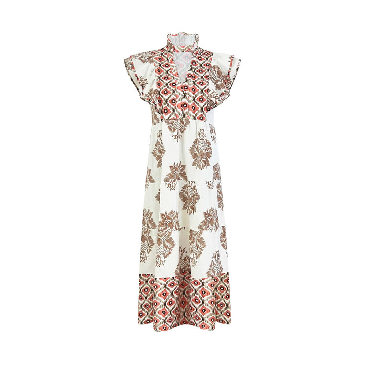 Casual blouse dress for women with floral pattern and modern V-neck Lune London