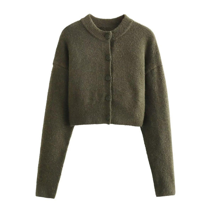 Cropped knit jacket for women with modern buttons Lune London
