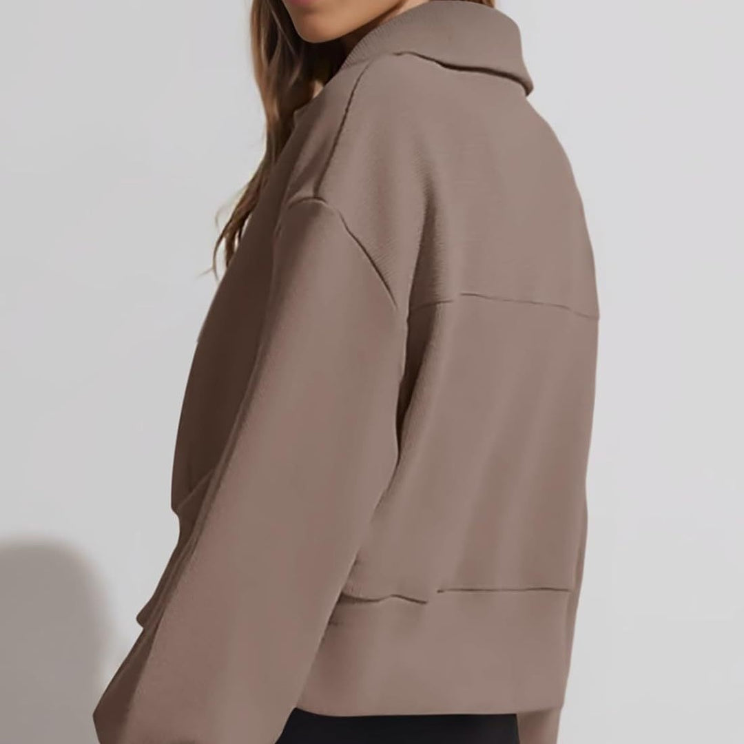 Pull-over zippé sportif pour femmes avec col montant Lune London