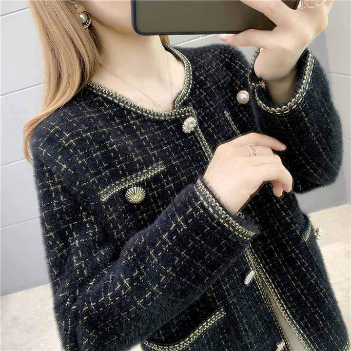 Elegant women's knit cardigan with beaded decorations Lune London