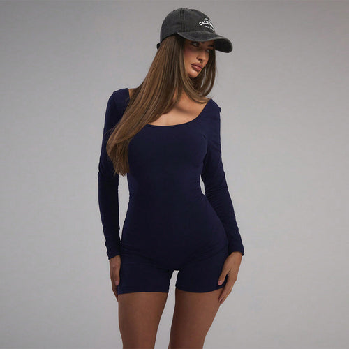 Body à manches longues pour femme avec coupe ajustée et décolleté en U à la mode Chic & Stil