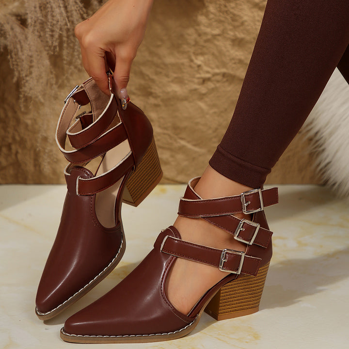 Ladies Elegant Ankle Boots with Chic and Stylish Adjustable Straps