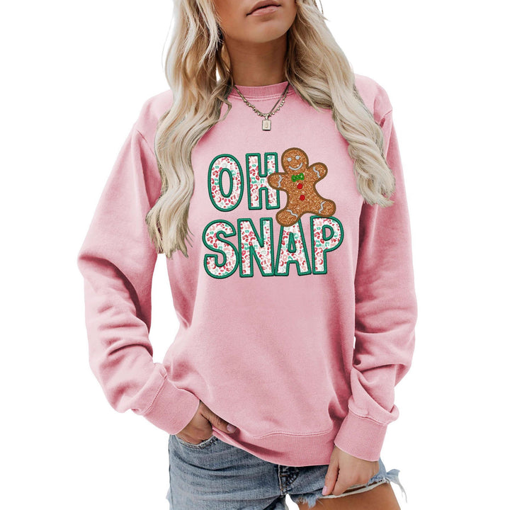 Sweatshirt pour femmes avec motif de bonhomme en pain d'épice amusant et lettrage étincelant Chic & Stil