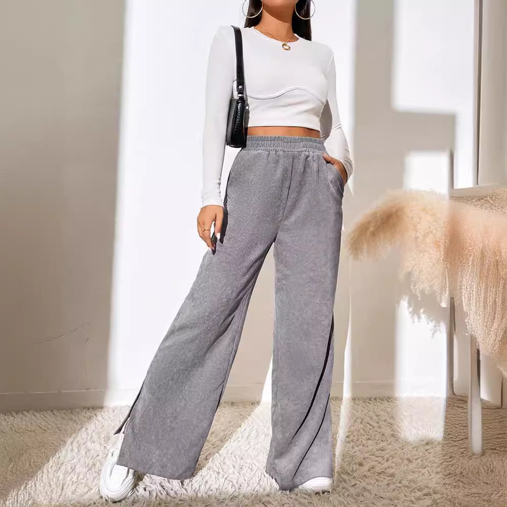 Lune London fine shoemaking women’s palazzo pants with side slits