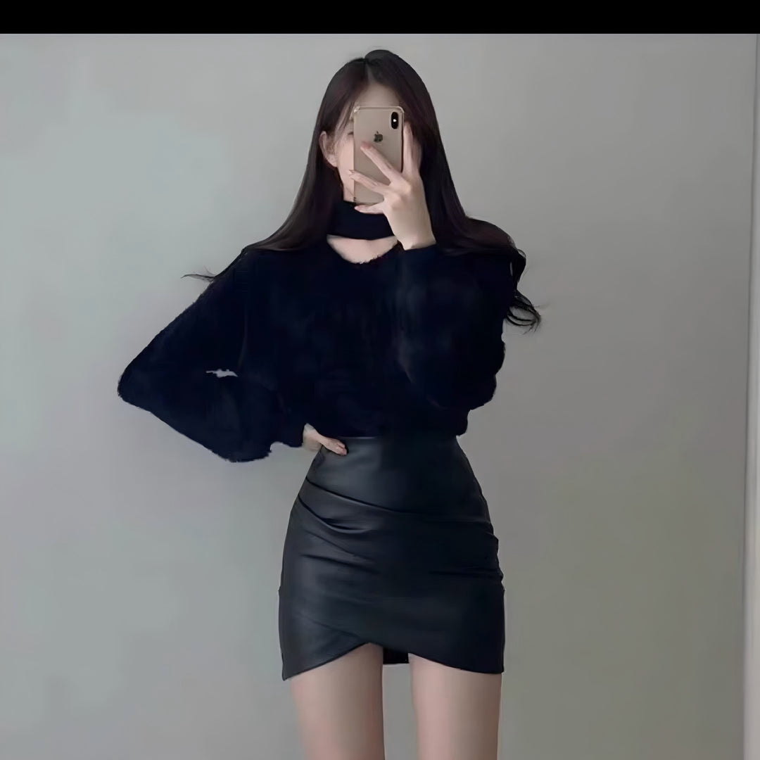 V-neck sweater with high collar for women soft Lune London