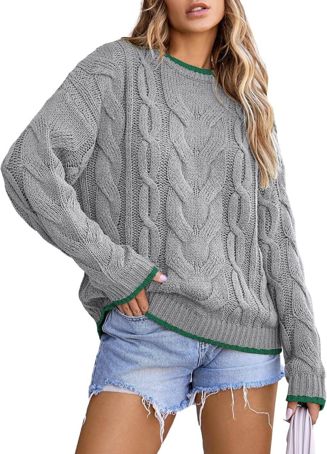 Knitted sweater for women with a thick braid pattern Lune London