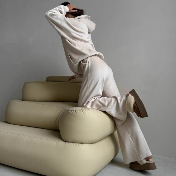 Ladies Premium Comfortable Hoodie Set and Chic Wide Leg Pants
